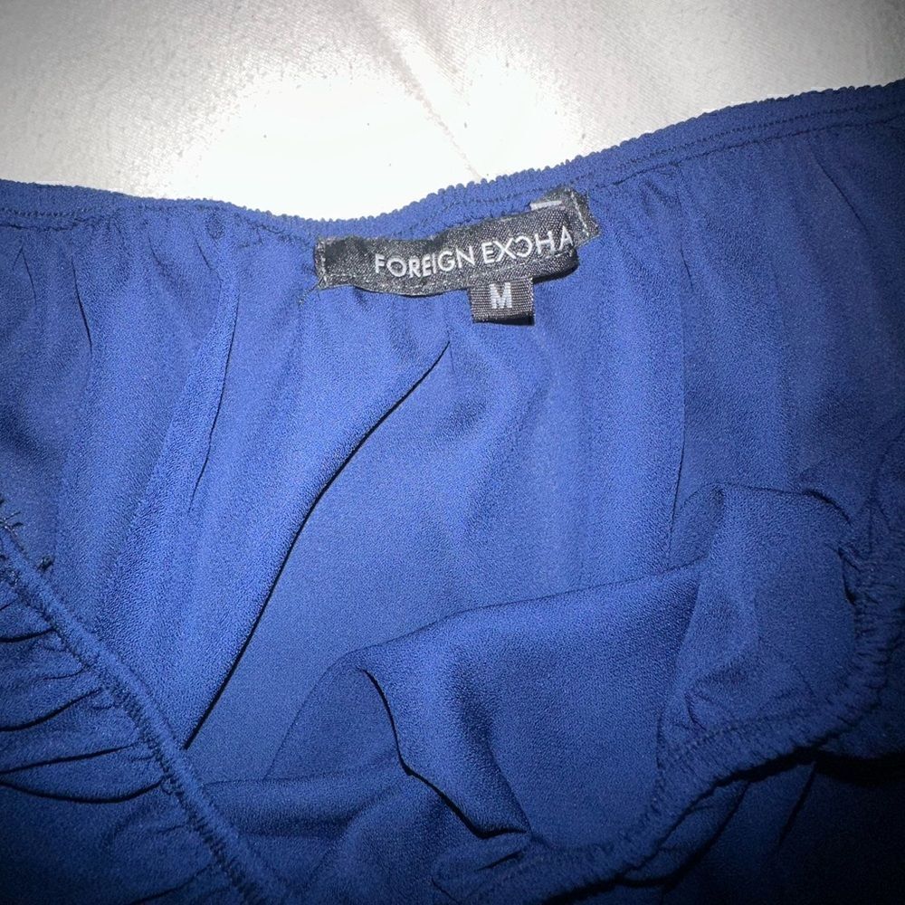 Foreign Exchange Blue Off Shoulder Top - Picture 3 of 3